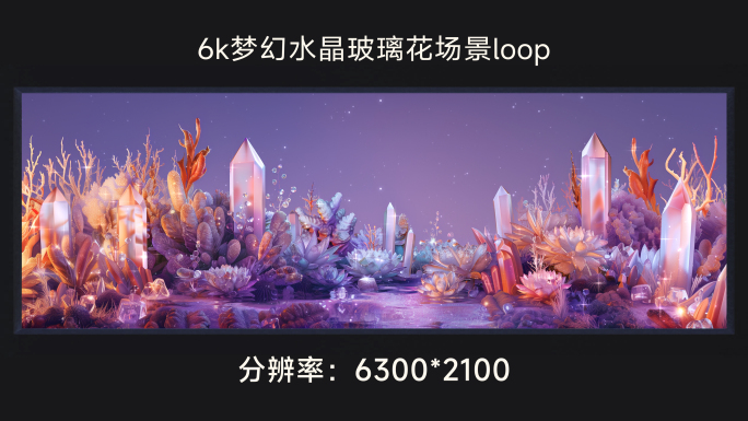 6k梦幻水晶玻璃花场景loop