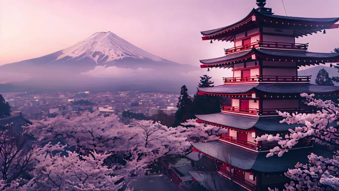 富士山下日本著名地标名胜建筑