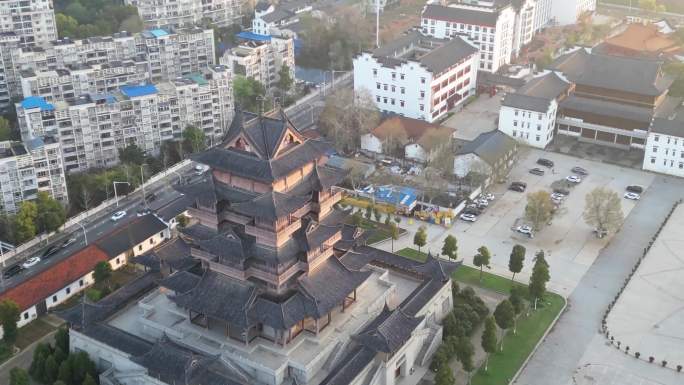 七组湖北武汉归元禅寺寺庙日出时分