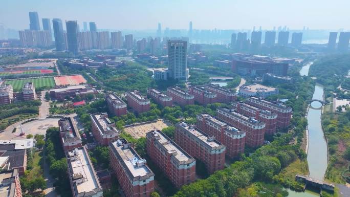 江西南昌航空大学前湖校区校园航拍风景风光