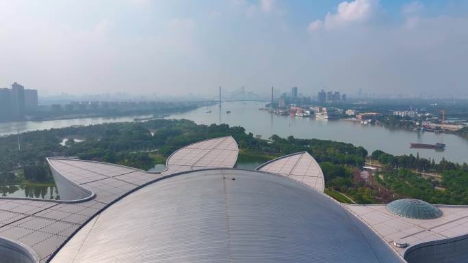 广州广东科学中心航拍大学城城市地标