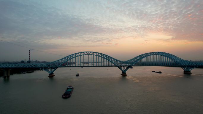 南京城市夕阳晚霞长江大桥大胜关日落风景