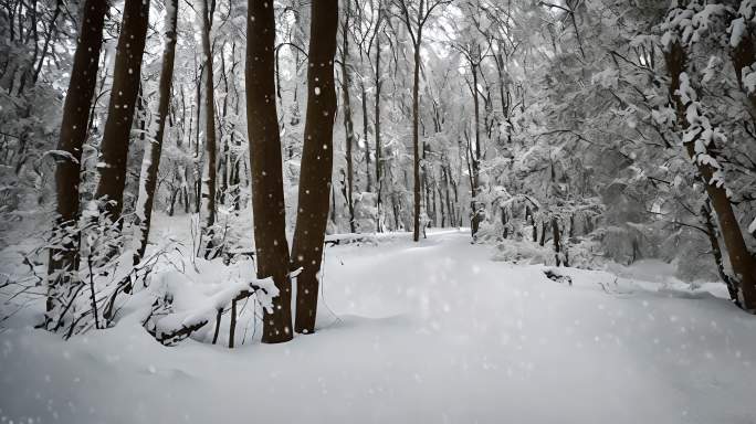 森林中的强降雪