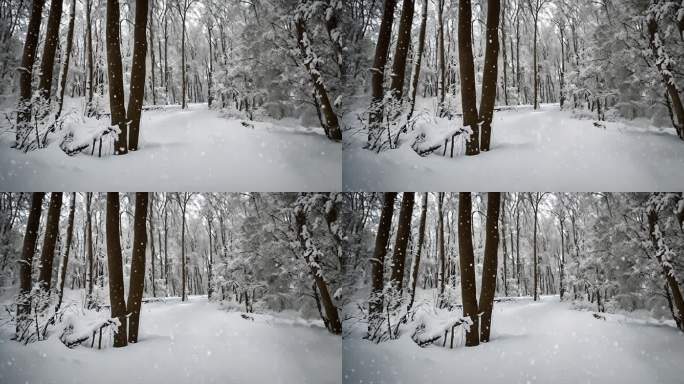 森林中的强降雪