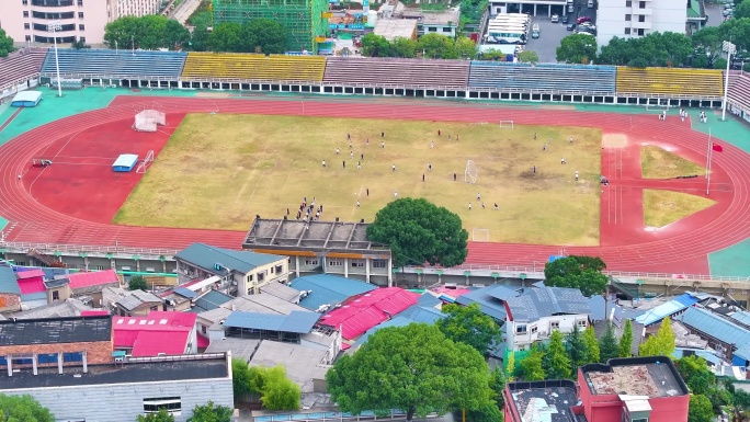 湖南师范大学篮球场体育场学校校园风景航拍