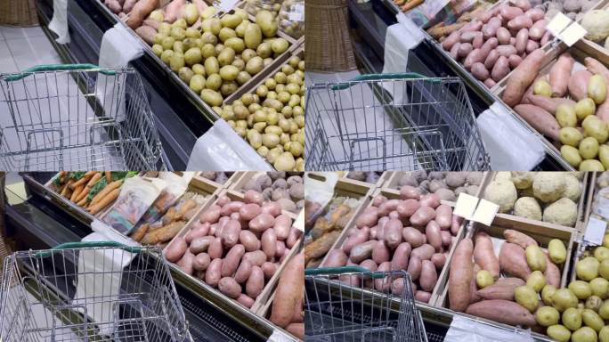 超市蔬菜专柜(不同品种的土豆)