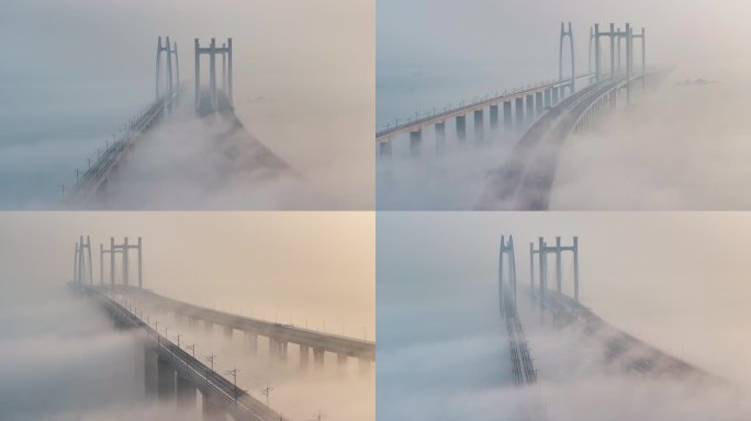 【4K】平流雾下的泉州湾跨海大桥