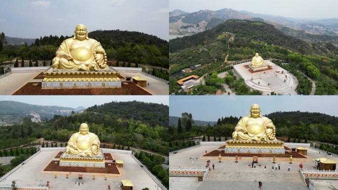 弥勒市弥勒佛锦屏山航拍4K