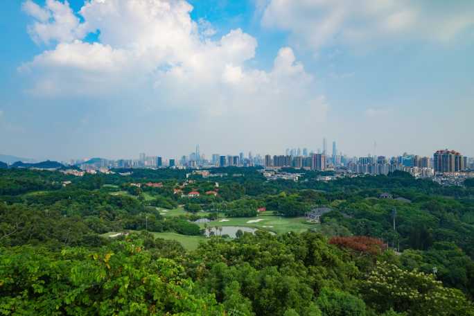 广州城市大景全景远景延时