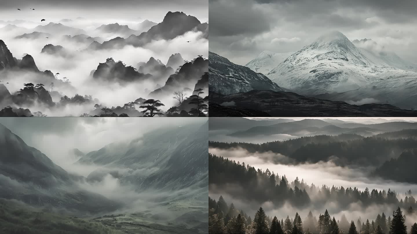 水墨山水中国风意境山水风景