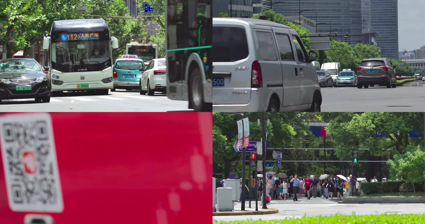 4k-交通路口红绿灯上海道路公交
