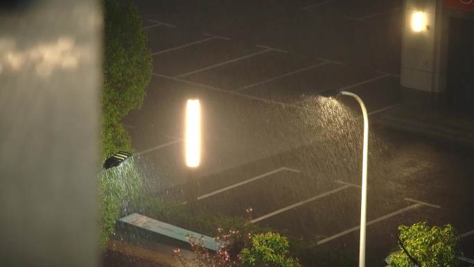 4K实拍雨夜素材