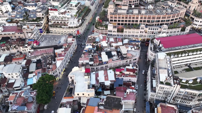 航拍中国福建省厦门市思明区老城区街道