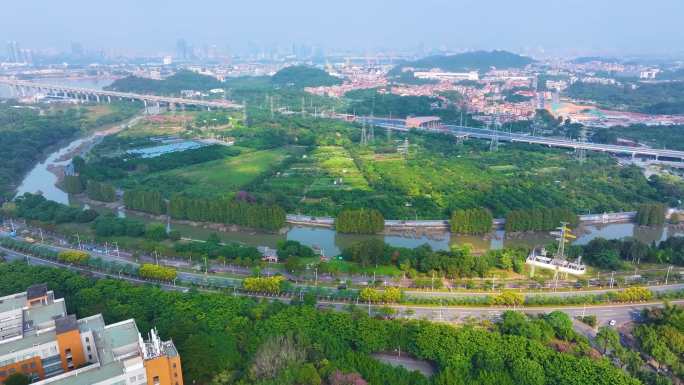 广州黄埔区长洲岛大学城航拍广东城市风景风