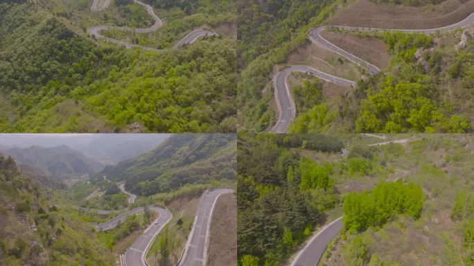 盘山公路 蜿蜒山路航拍