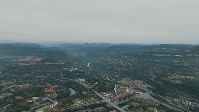 山村小镇村落航拍大景