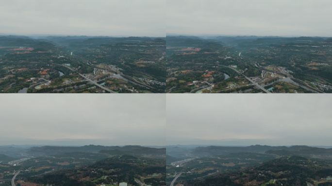 山村小镇村落航拍大景