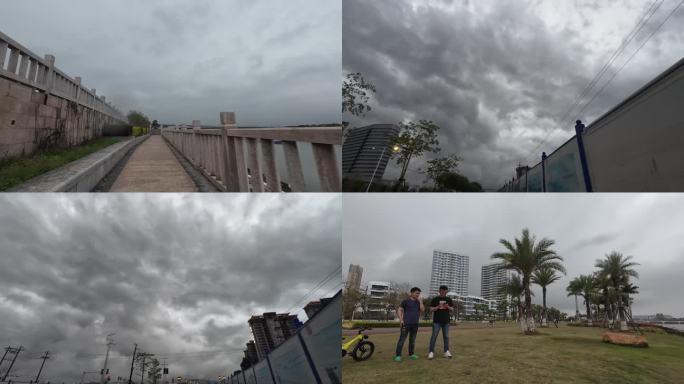 暴雨来临自行车骑行风景风光美景骑行旅游自