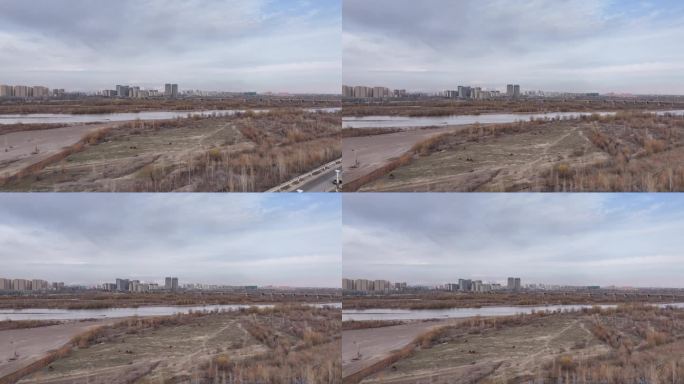 伊犁河河流风光航拍4K素材