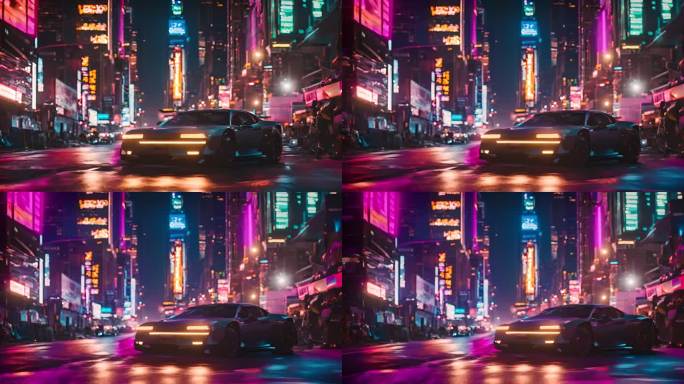 速度赛车假电子游戏与平视显示器霓虹城市
