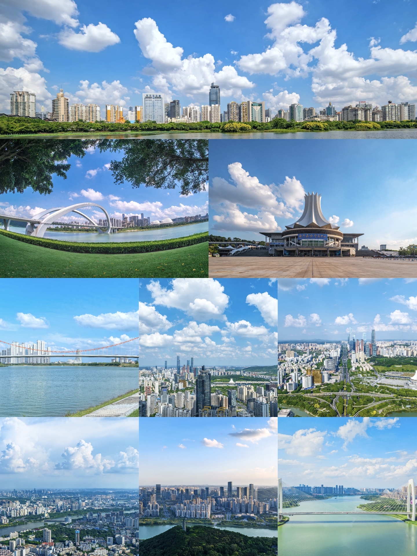 广西南宁城建蓝天白云大景航拍延时4K