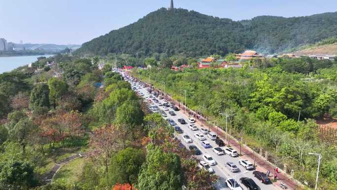 南宁市青秀山风景区青环路航拍镜头