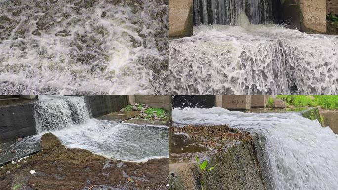 排水口 水闸 流水 水流