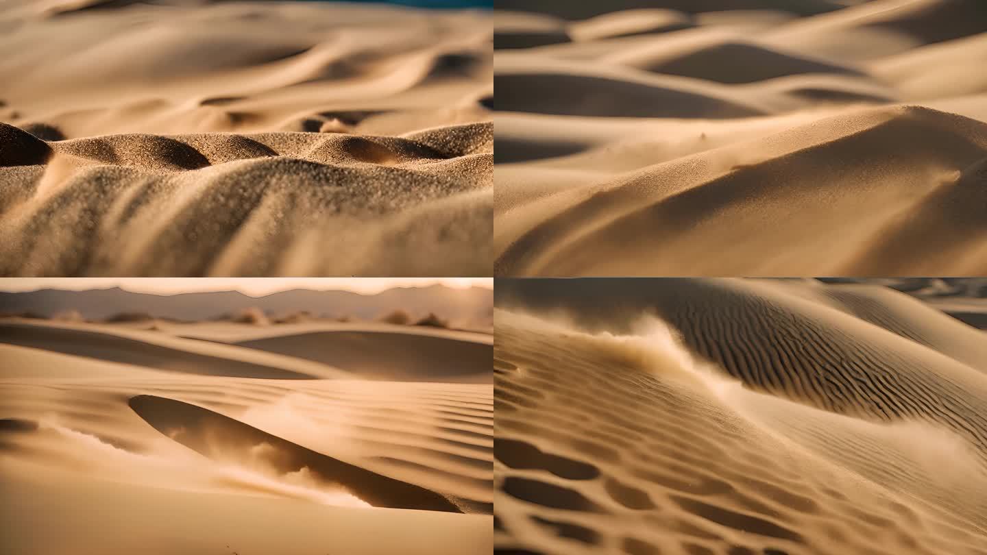 4K沙漠风沙砂砾荒野空镜