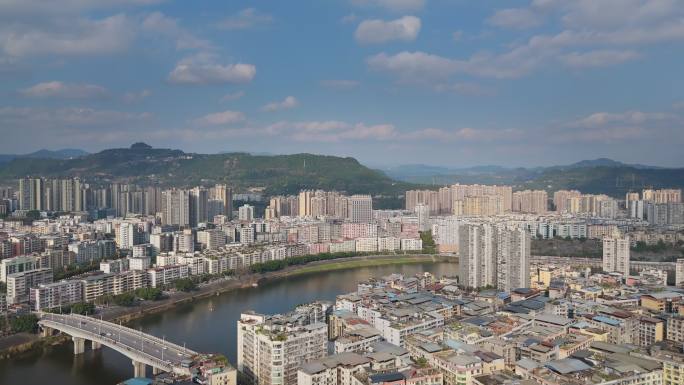 城市巴中航拍空镜大景