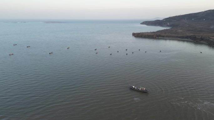 航拍辽宁葫芦岛渤海海面