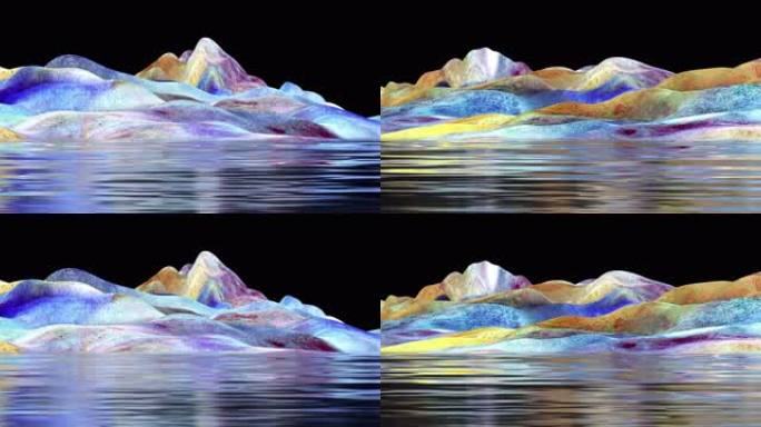 8K唯美极简意境肌理玉石彩色山脉抽象山水