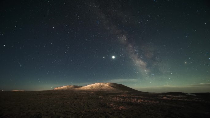 水上雅丹沙山星空延时