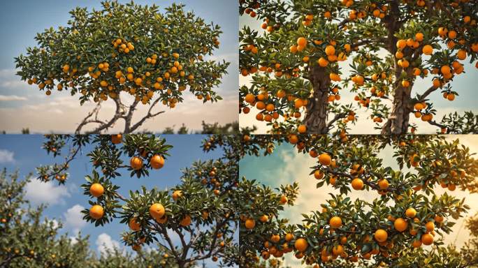 橘子树橘子特写橘子写实cg动画