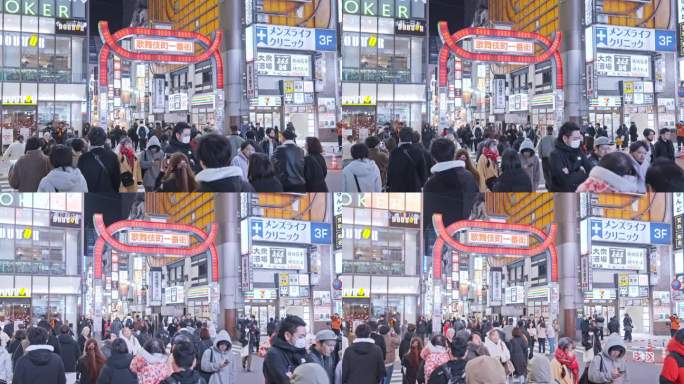 日本歌舞伎东京涉谷街道路口人流