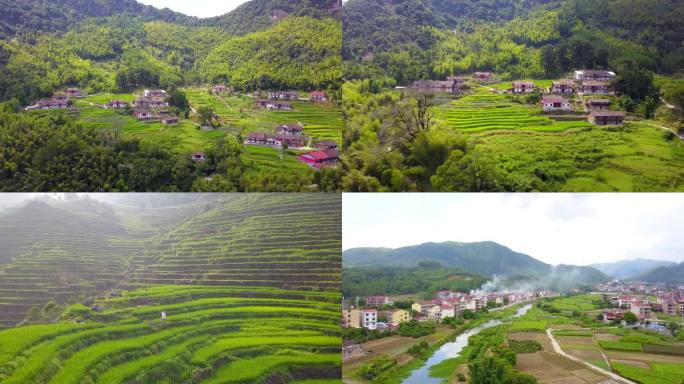 梯田，麦田，山川，河流，烟火人家