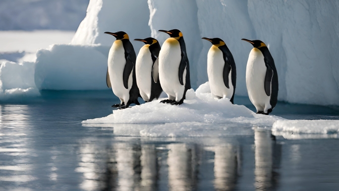 南极冰山企鹅生态风光风景冰盖