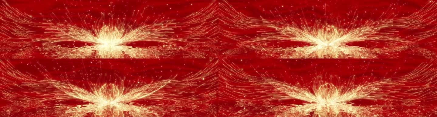 红绸金色抽象粒子花