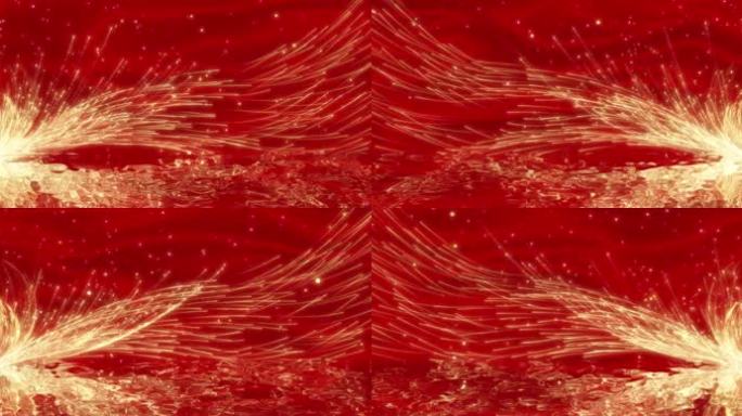红绸金色抽象粒子花
