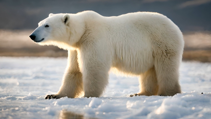 北极熊在北极行走冰川雪山全球变暖生态环境