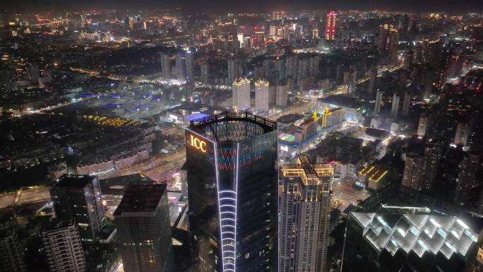 福州台江区航拍高楼大厦摩天大楼夜晚夜景福