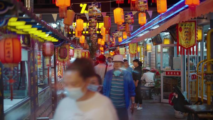 张掖城市烟火气集市夜市人群