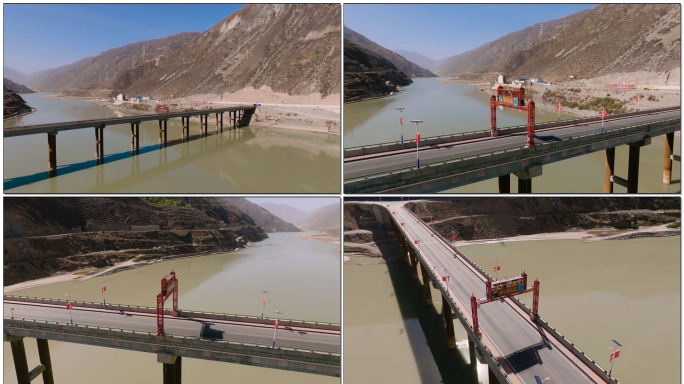 航拍四川和西藏交界桥
