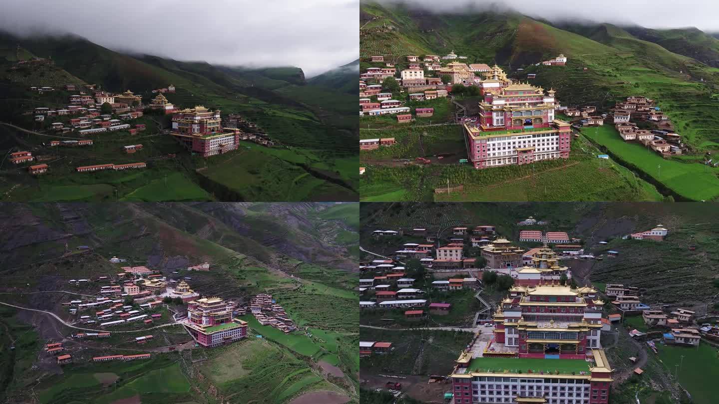 西藏芒康航拍  寺庙