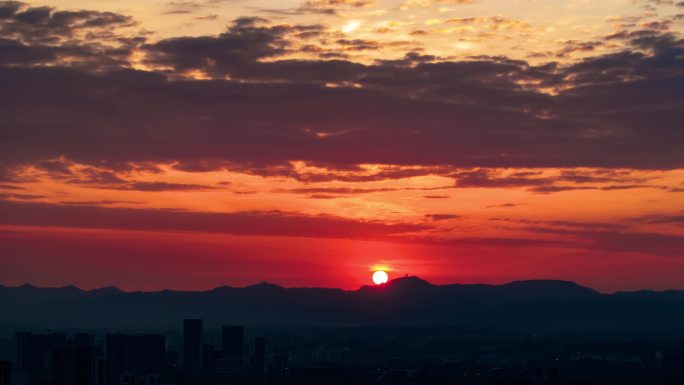 兴隆湖日出延时 太阳升起