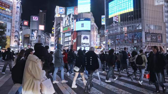 日本东京涉谷街道路口人流