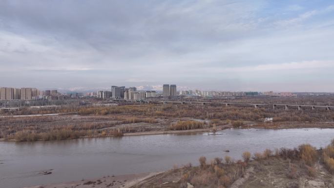 伊犁河河流风光航拍4K素材