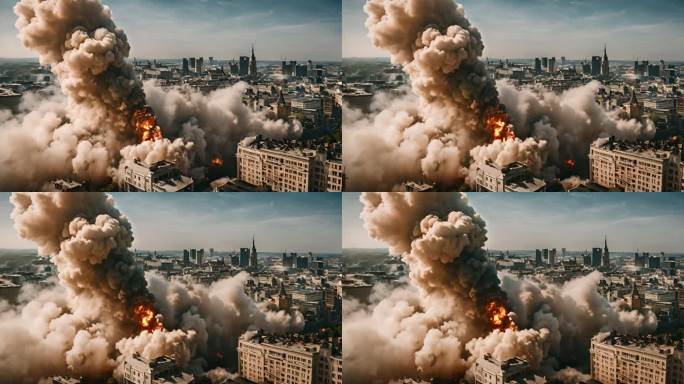 摩天大楼爆破爆炸高层建筑缓慢倒塌