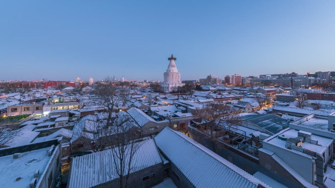 6K北京妙应寺白塔雪景日转夜延时