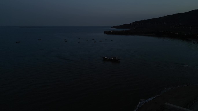 航拍辽宁葫芦岛海边夜景