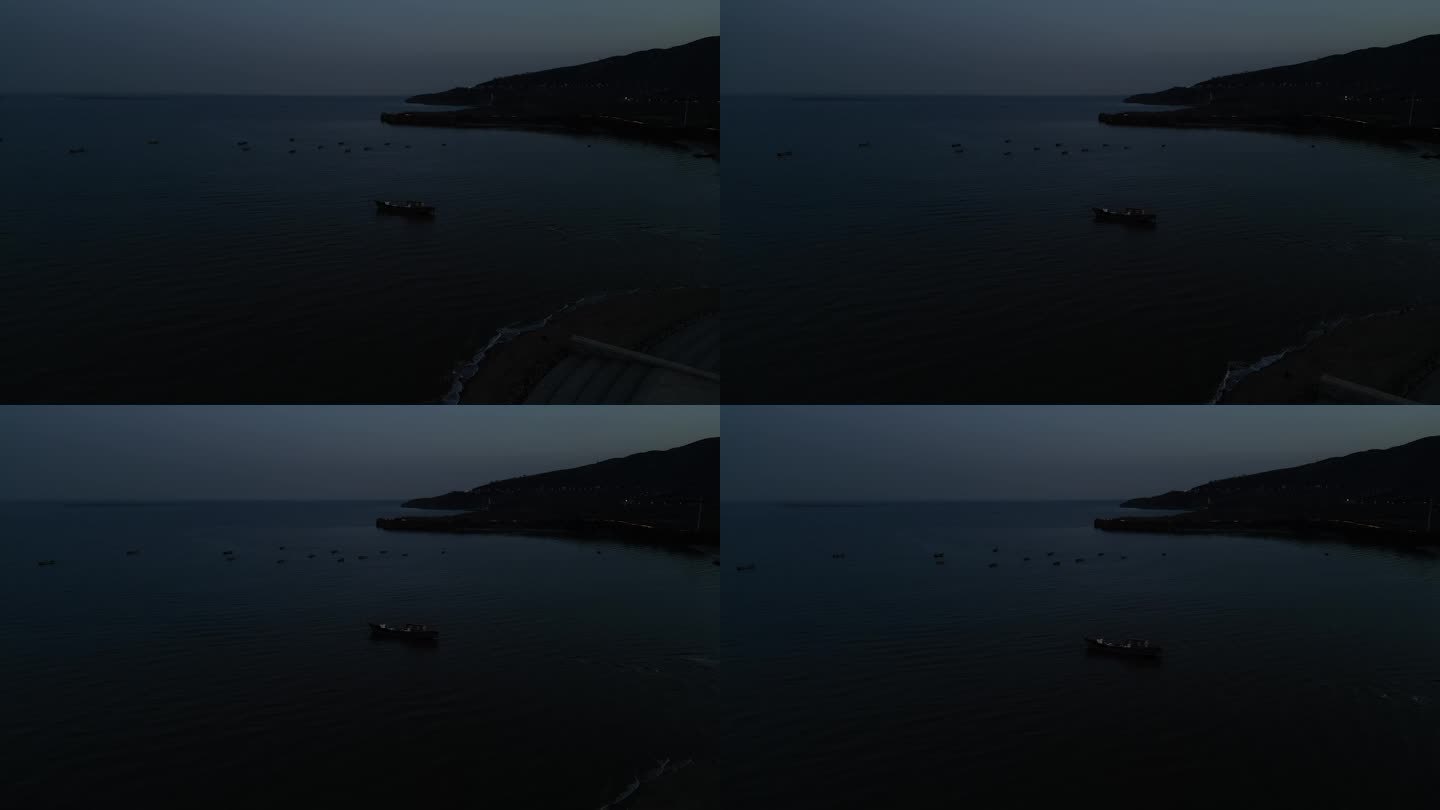 航拍辽宁葫芦岛海边夜景